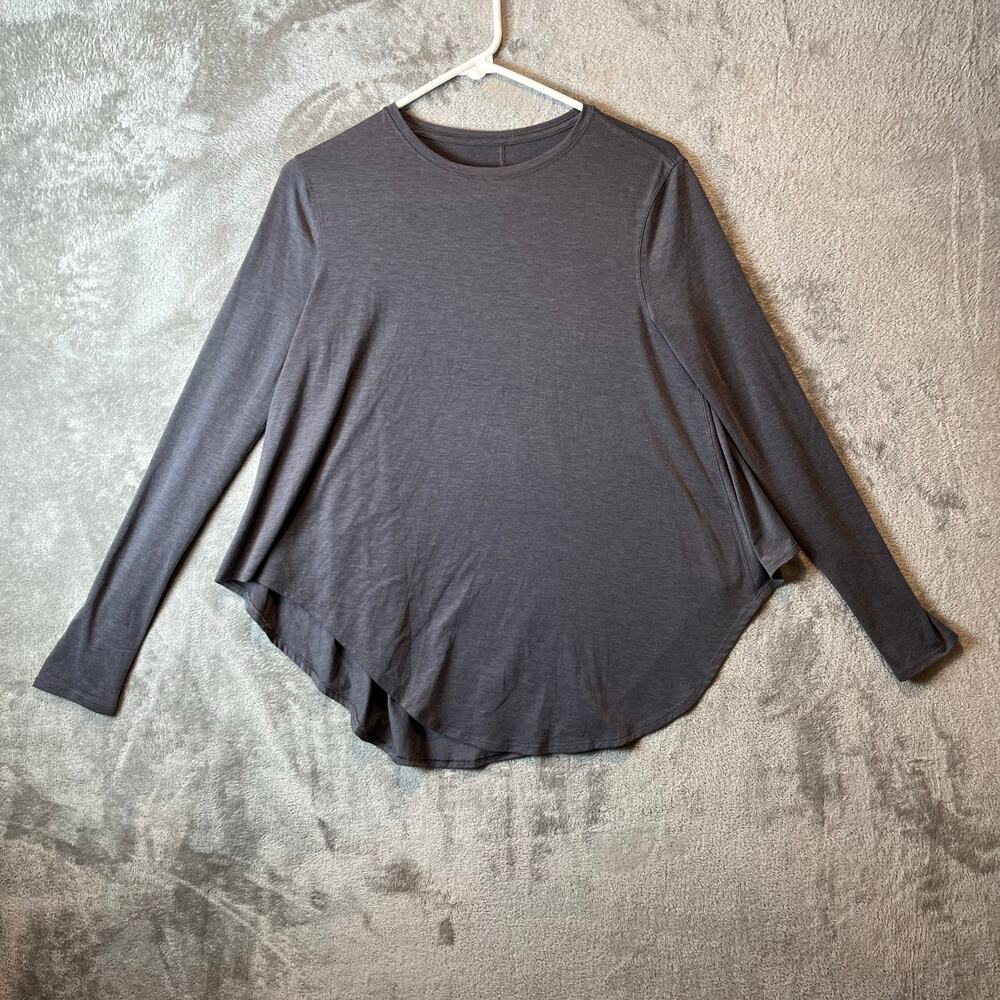 Lululemon Lifted Balance Long‎ Sleeve Heathered Gray 6 High Neckline Draped Hem